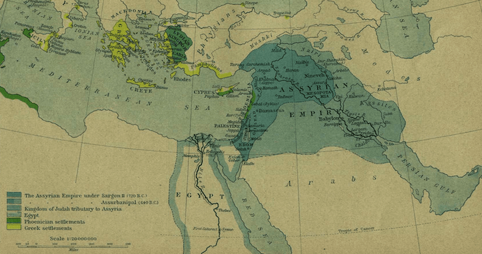 Hanging Gardens of Babylon - Assyrian Empire Map (750-625 BC)