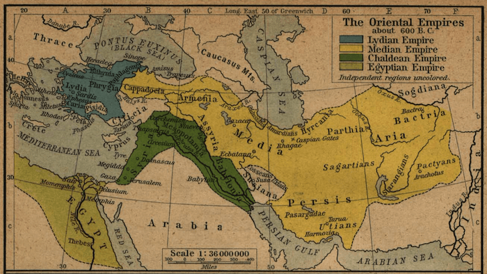 Urartu - Mesopotamian Empires Map (600 BC)